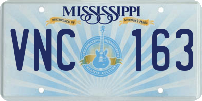 MS license plate VNC163