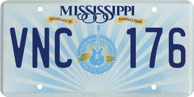 MS license plate VNC176