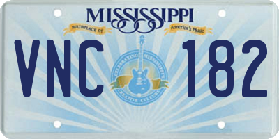 MS license plate VNC182