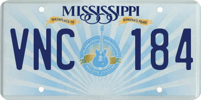 MS license plate VNC184