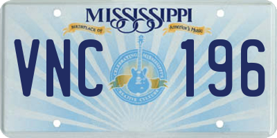 MS license plate VNC196