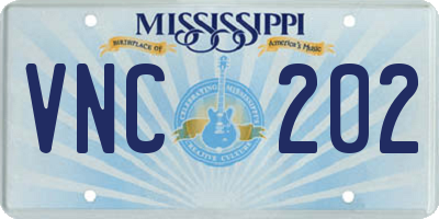 MS license plate VNC202