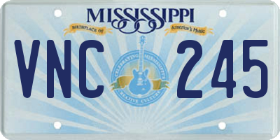 MS license plate VNC245