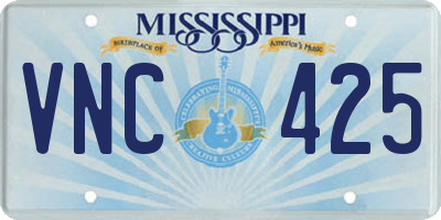 MS license plate VNC425