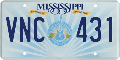 MS license plate VNC431