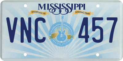 MS license plate VNC457