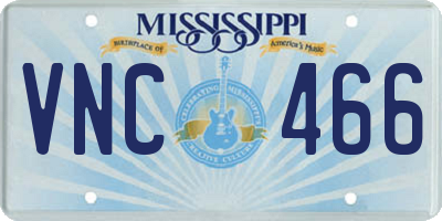 MS license plate VNC466