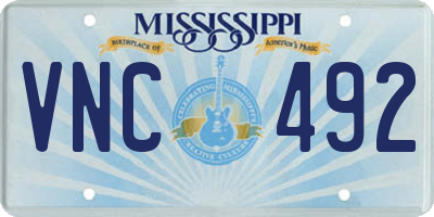 MS license plate VNC492