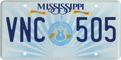 MS license plate VNC505