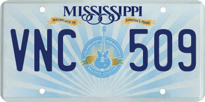 MS license plate VNC509