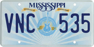 MS license plate VNC535