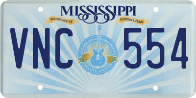 MS license plate VNC554