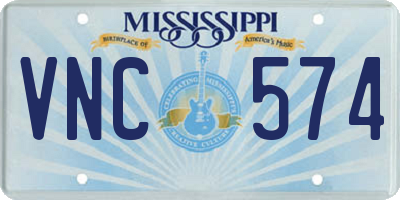MS license plate VNC574