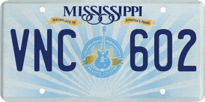 MS license plate VNC602