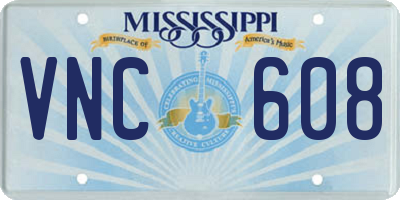 MS license plate VNC608