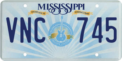 MS license plate VNC745
