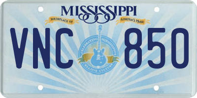 MS license plate VNC850