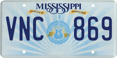 MS license plate VNC869