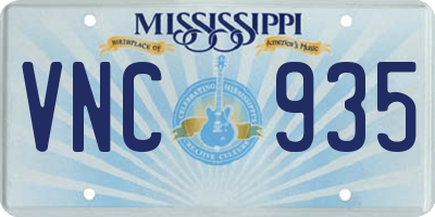 MS license plate VNC935