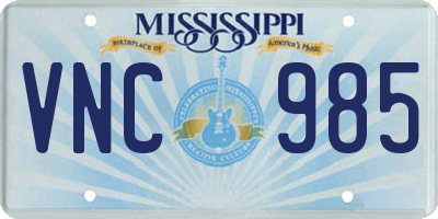 MS license plate VNC985