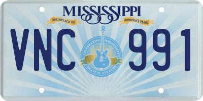 MS license plate VNC991