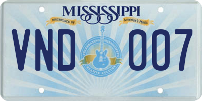 MS license plate VND007