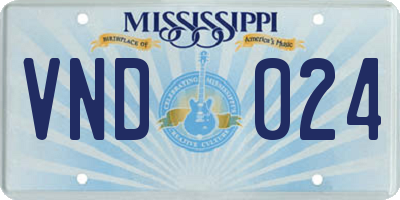 MS license plate VND024