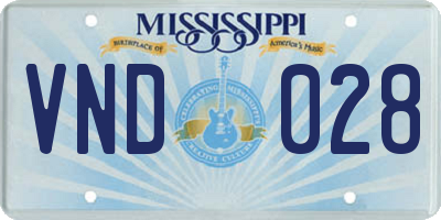 MS license plate VND028