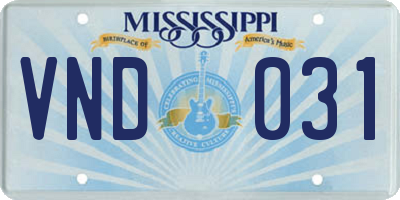MS license plate VND031