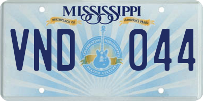 MS license plate VND044