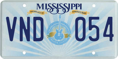 MS license plate VND054