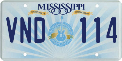 MS license plate VND114