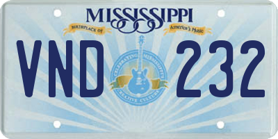 MS license plate VND232