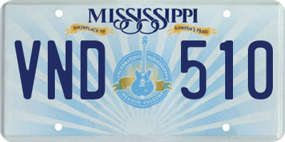 MS license plate VND510