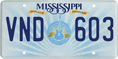 MS license plate VND603