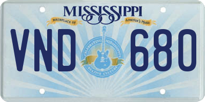 MS license plate VND680