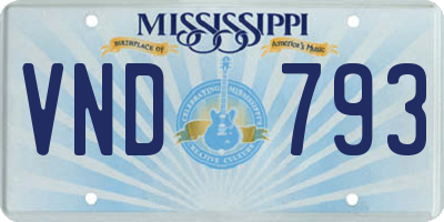 MS license plate VND793