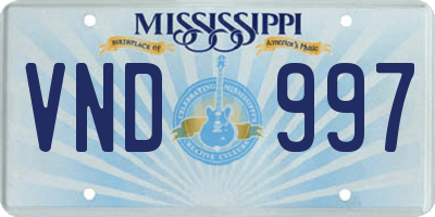 MS license plate VND997