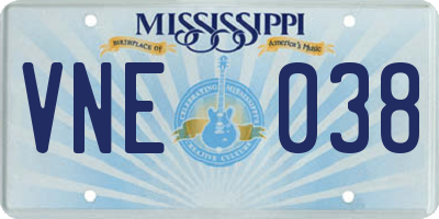 MS license plate VNE038