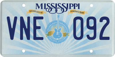 MS license plate VNE092