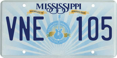 MS license plate VNE105