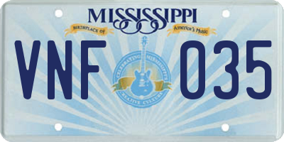 MS license plate VNF035