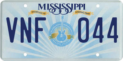 MS license plate VNF044