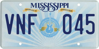 MS license plate VNF045