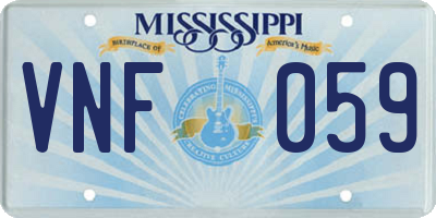 MS license plate VNF059