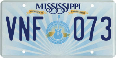 MS license plate VNF073