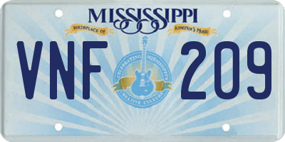 MS license plate VNF209