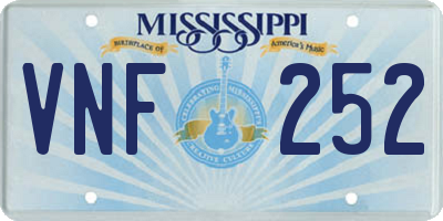 MS license plate VNF252