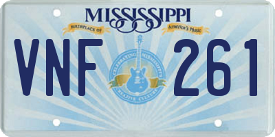 MS license plate VNF261