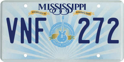 MS license plate VNF272